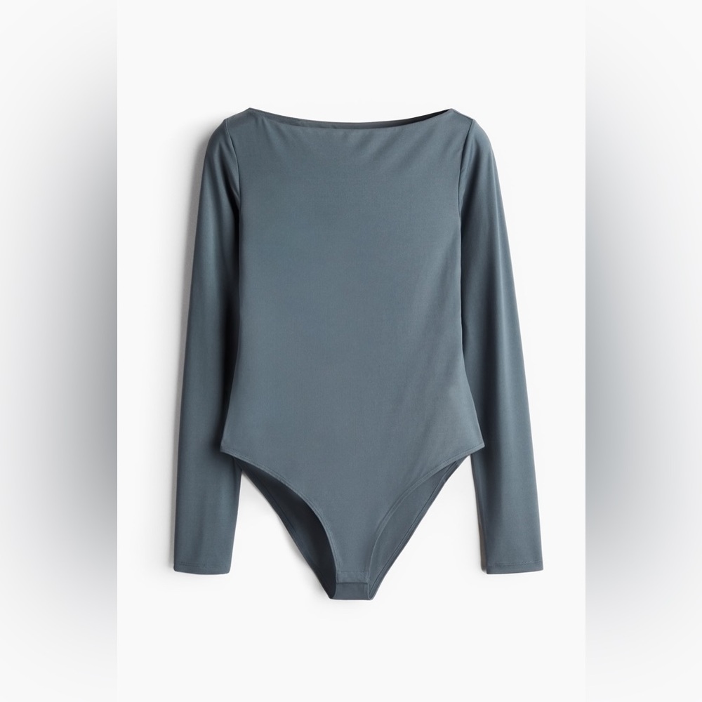 Donating soon- H&M Boat Back Bodysuit Dusty Blue